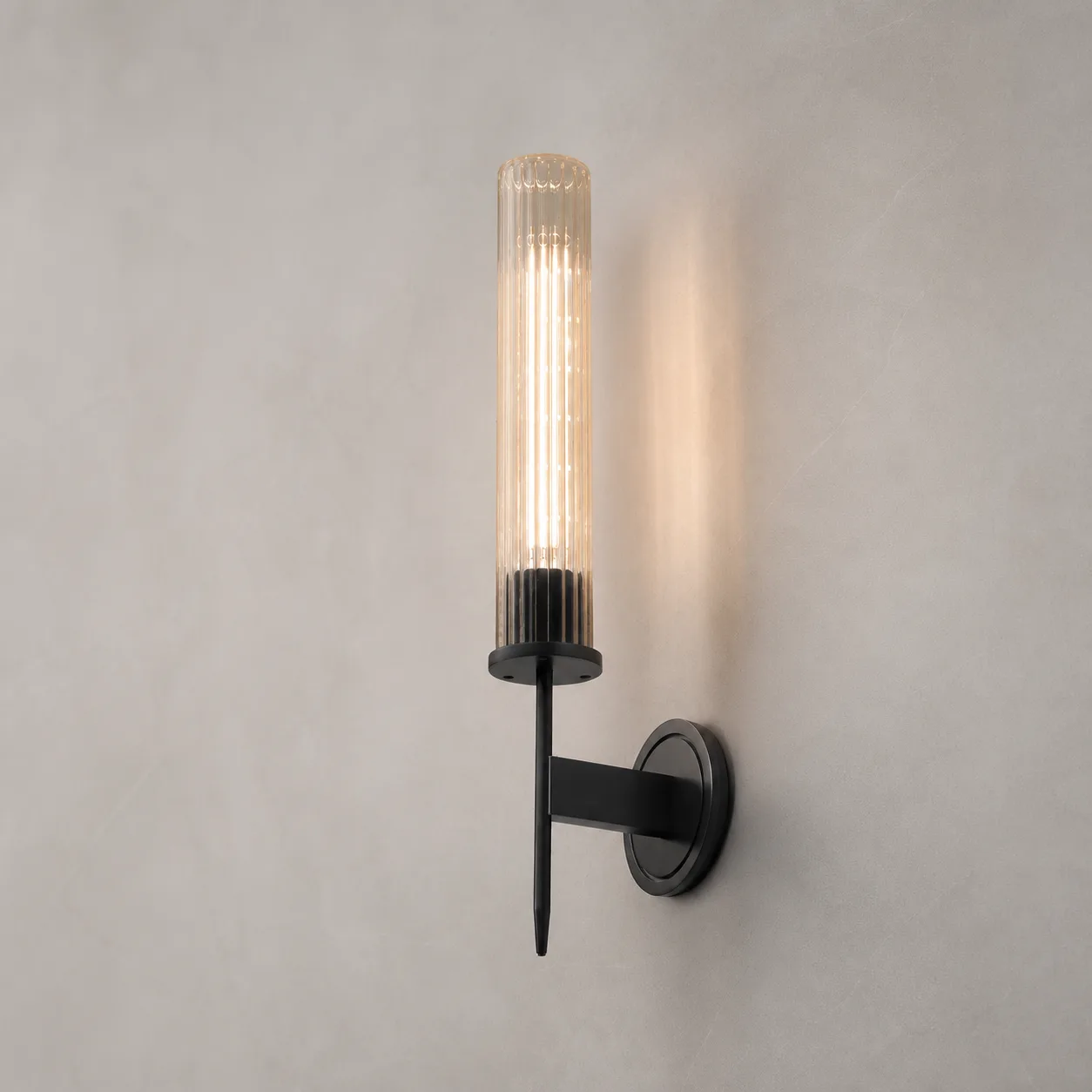 Ribbed Glass Torch Wall Sconce image 3