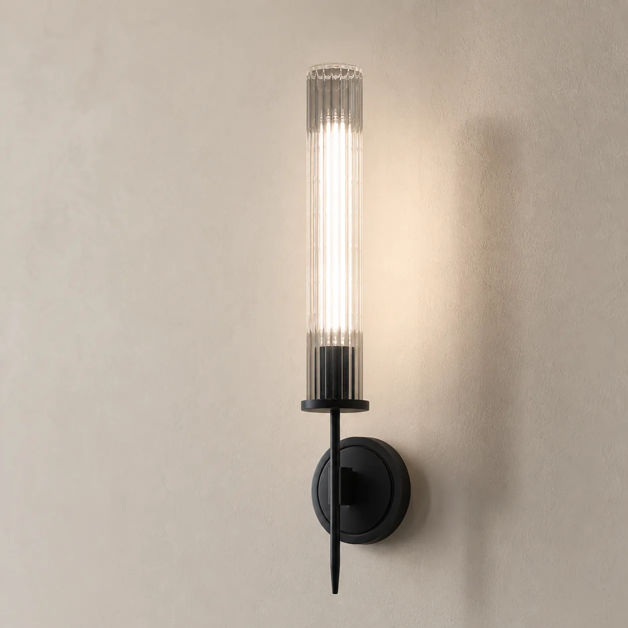 Ribbed Glass Torch Wall Sconce custom sconces