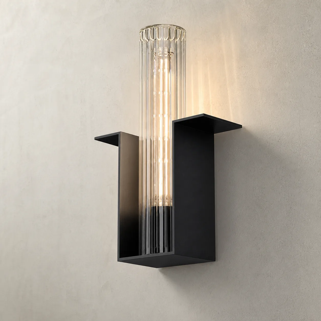 Fluted Glass Metal Wall Sconce image 2