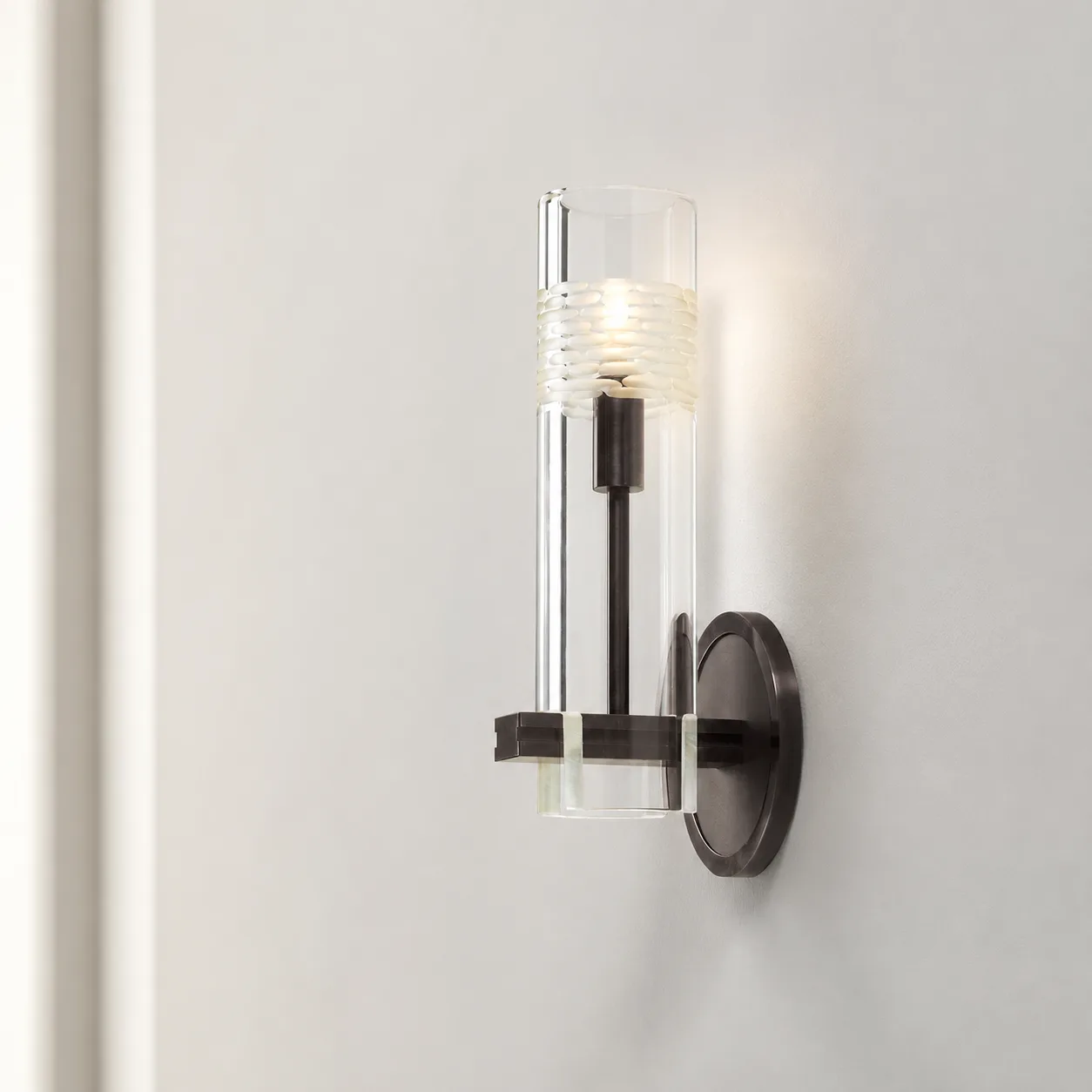 Luminous Ribbed Glass Wall Sconce custom sconces