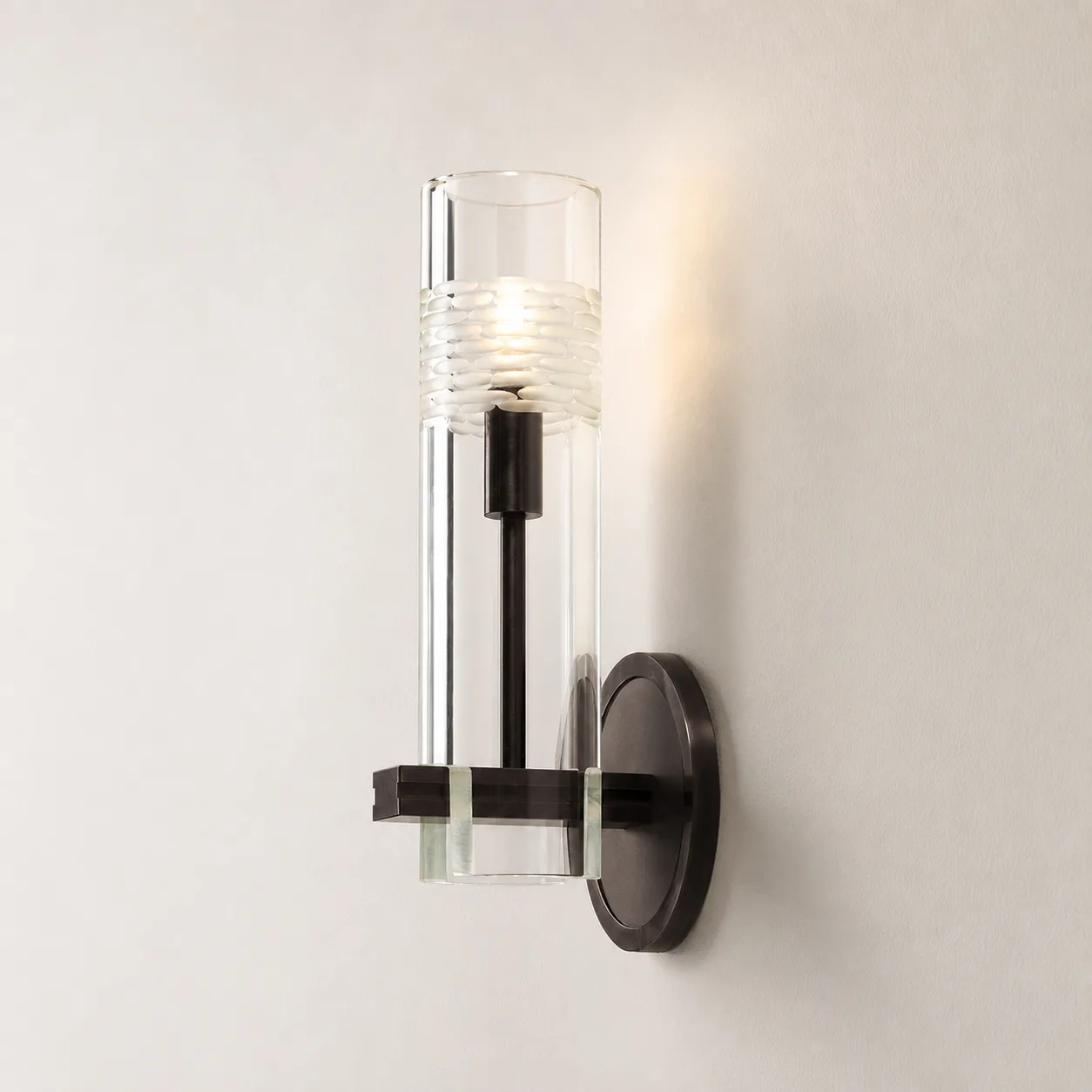 Luminous Ribbed Glass Wall Sconce image 4