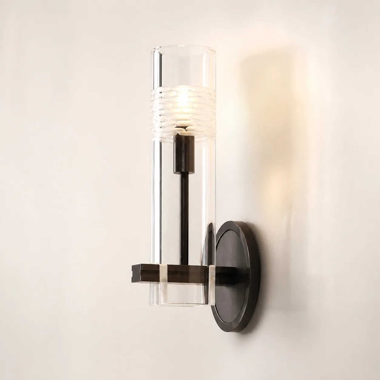 Luminous Ribbed Glass Wall Sconce image 5