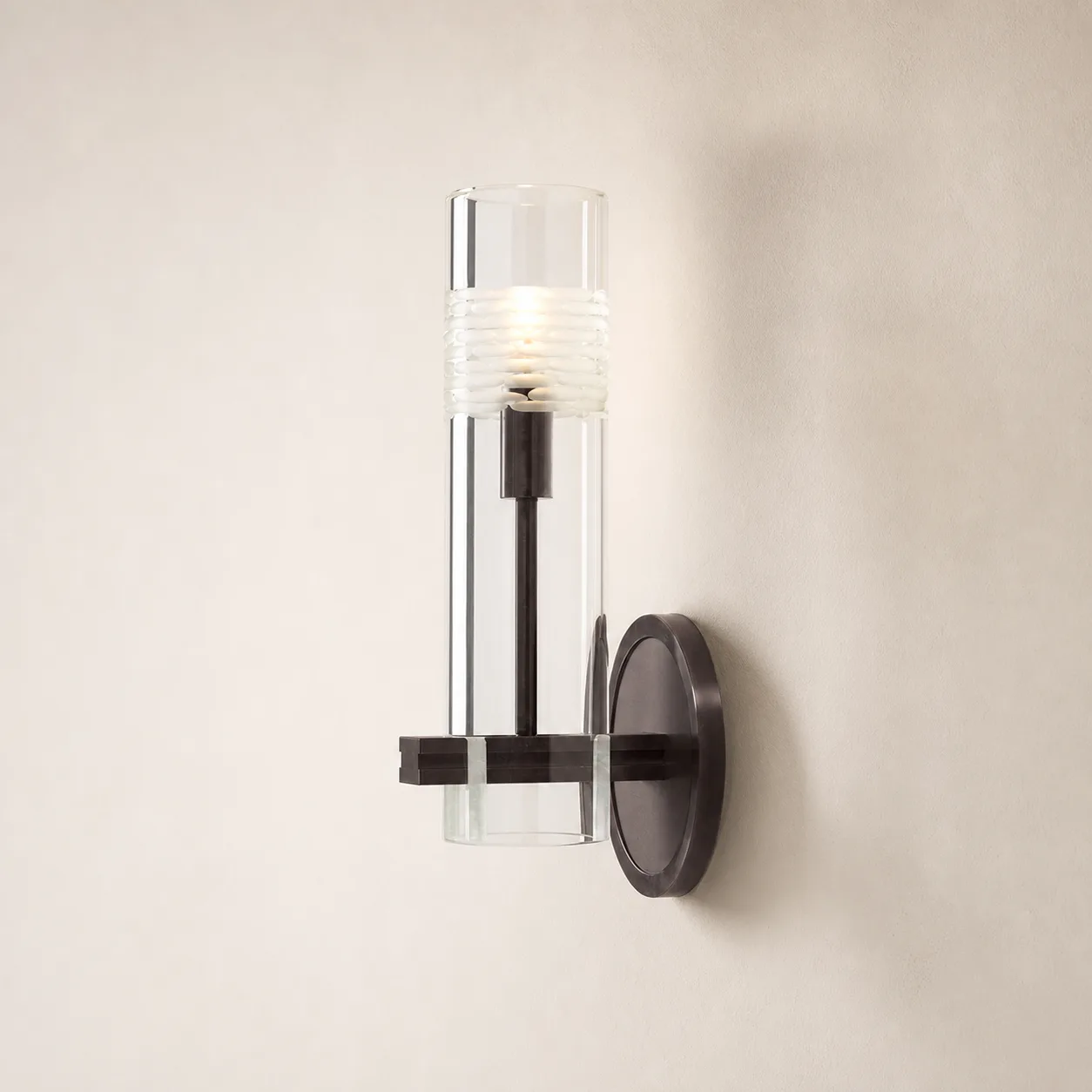 Luminous Ribbed Glass Wall Sconce image 2