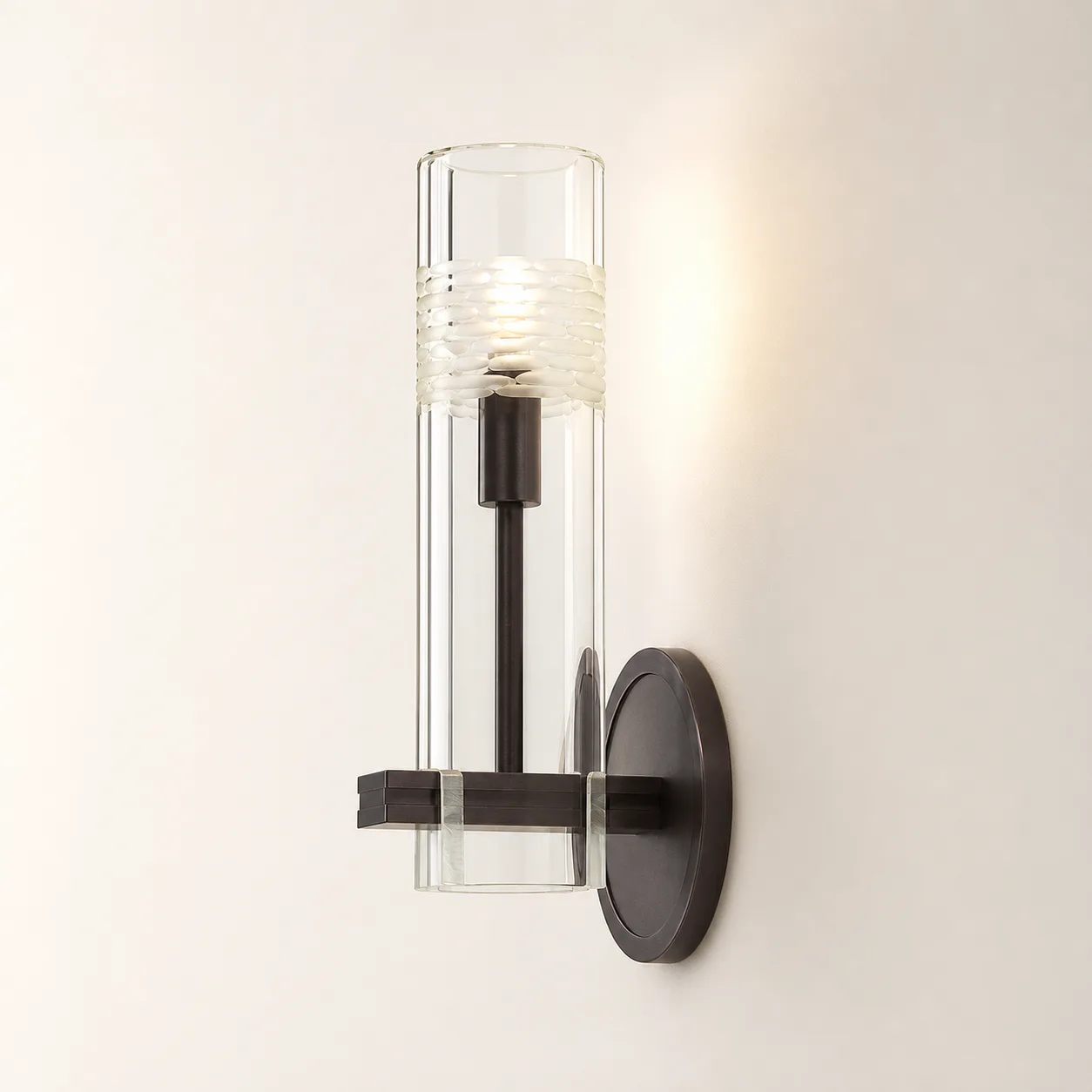 Luminous Ribbed Glass Wall Sconce image 6