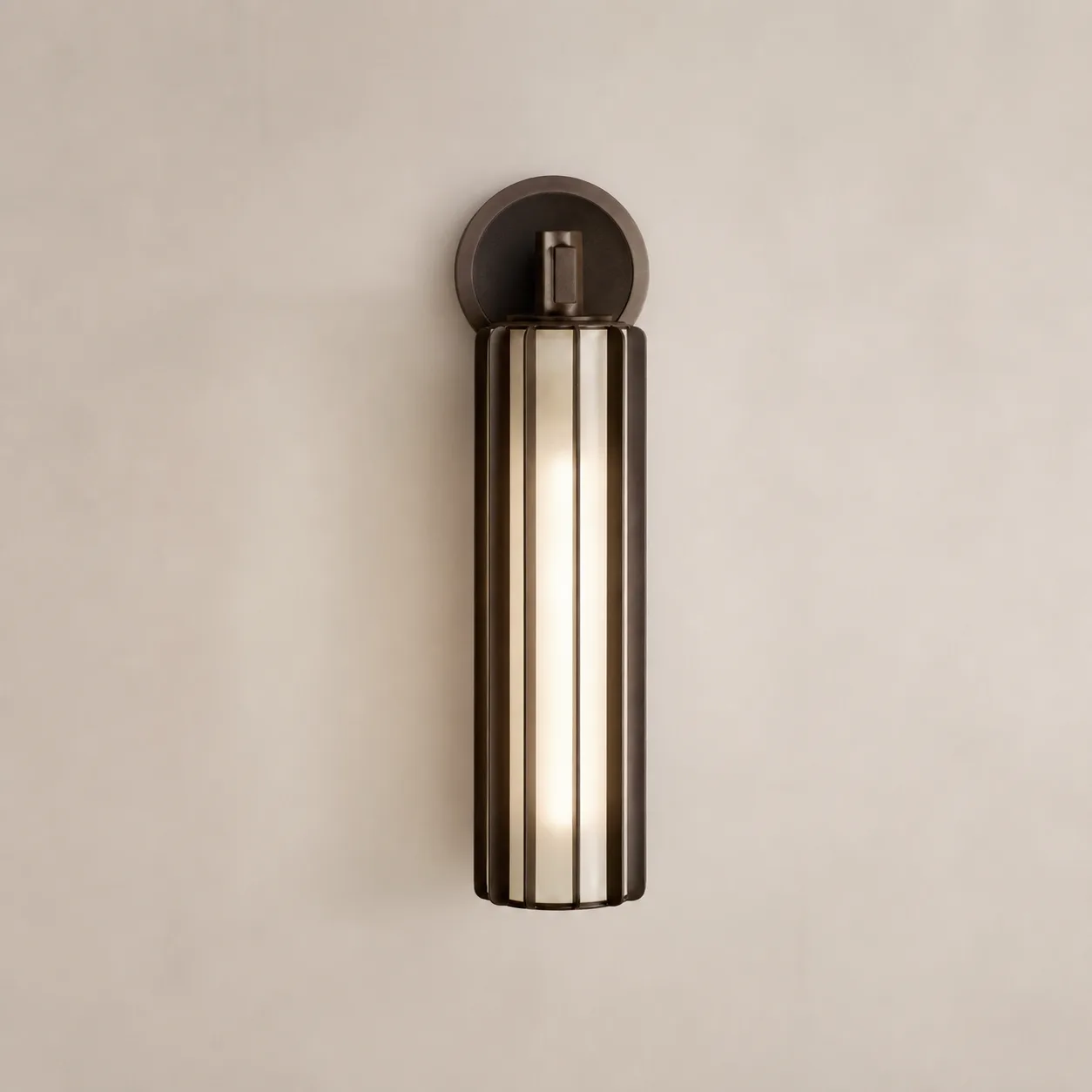 Ribbed Bronze Glass Wall Sconce image 4