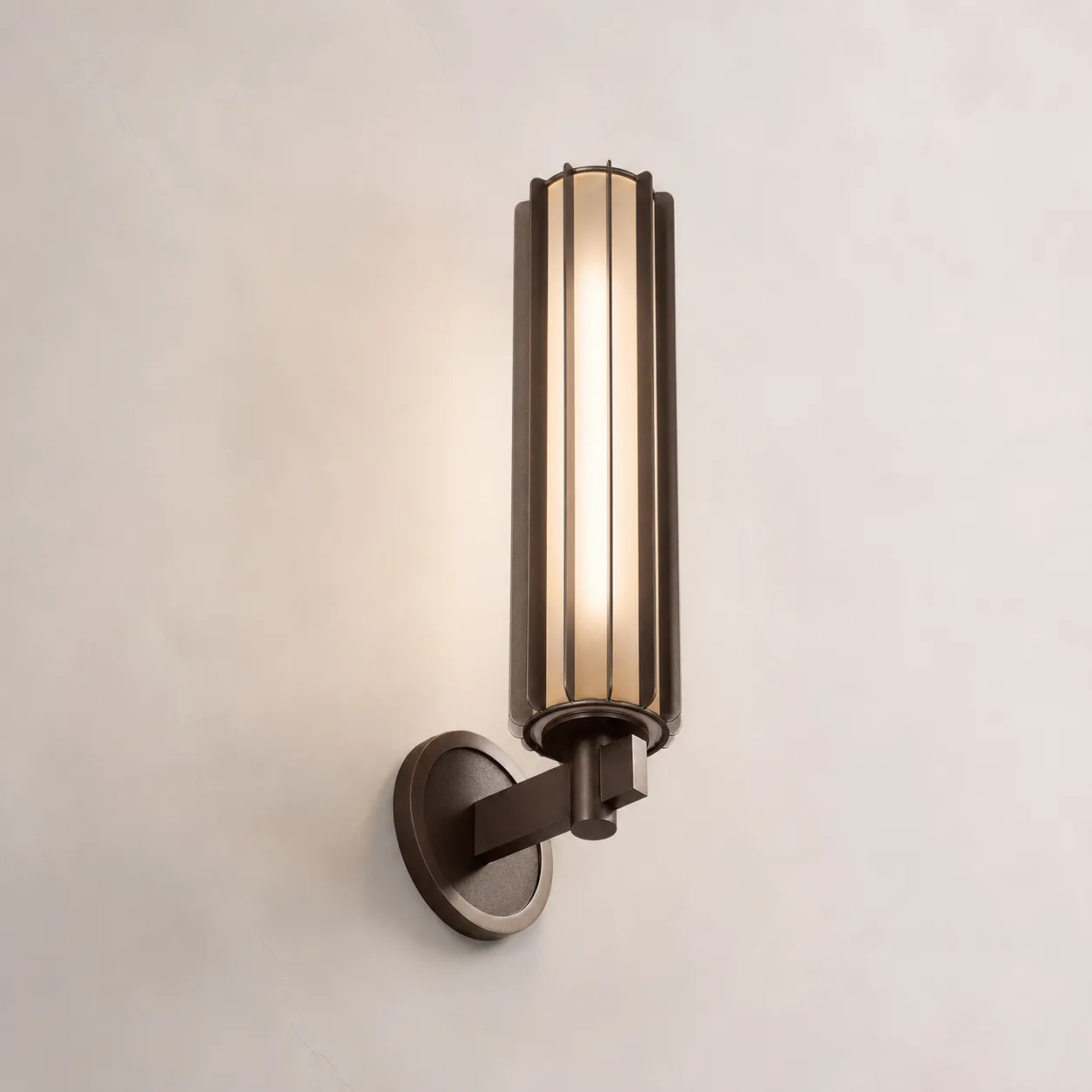 Ribbed Bronze Glass Wall Sconce image 2