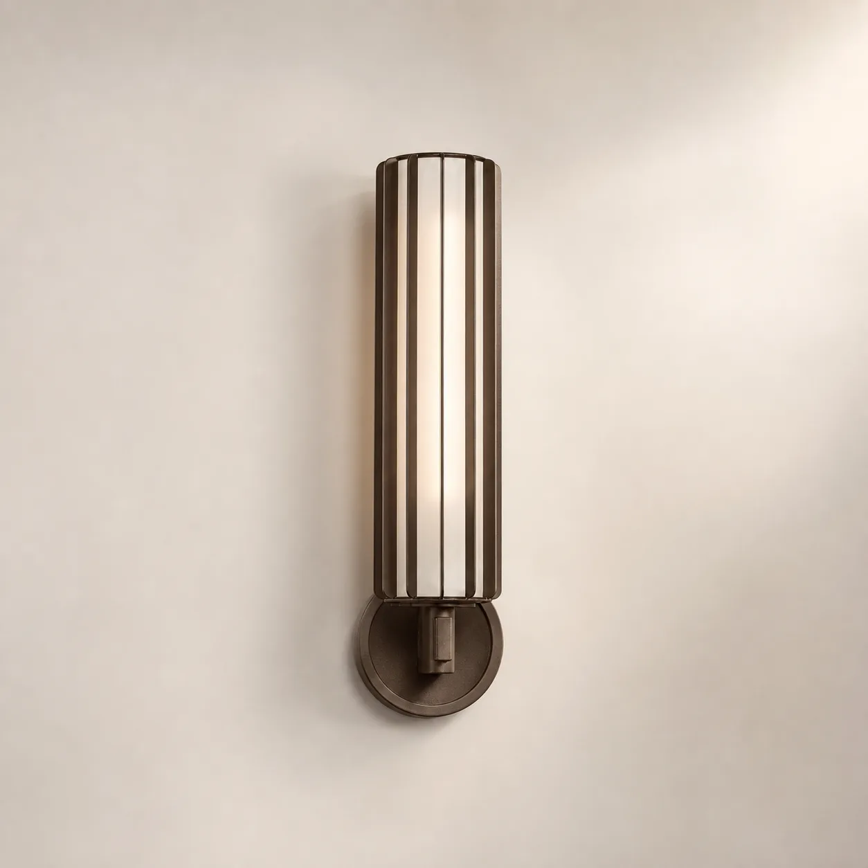 Ribbed Bronze Glass Wall Sconce image 3
