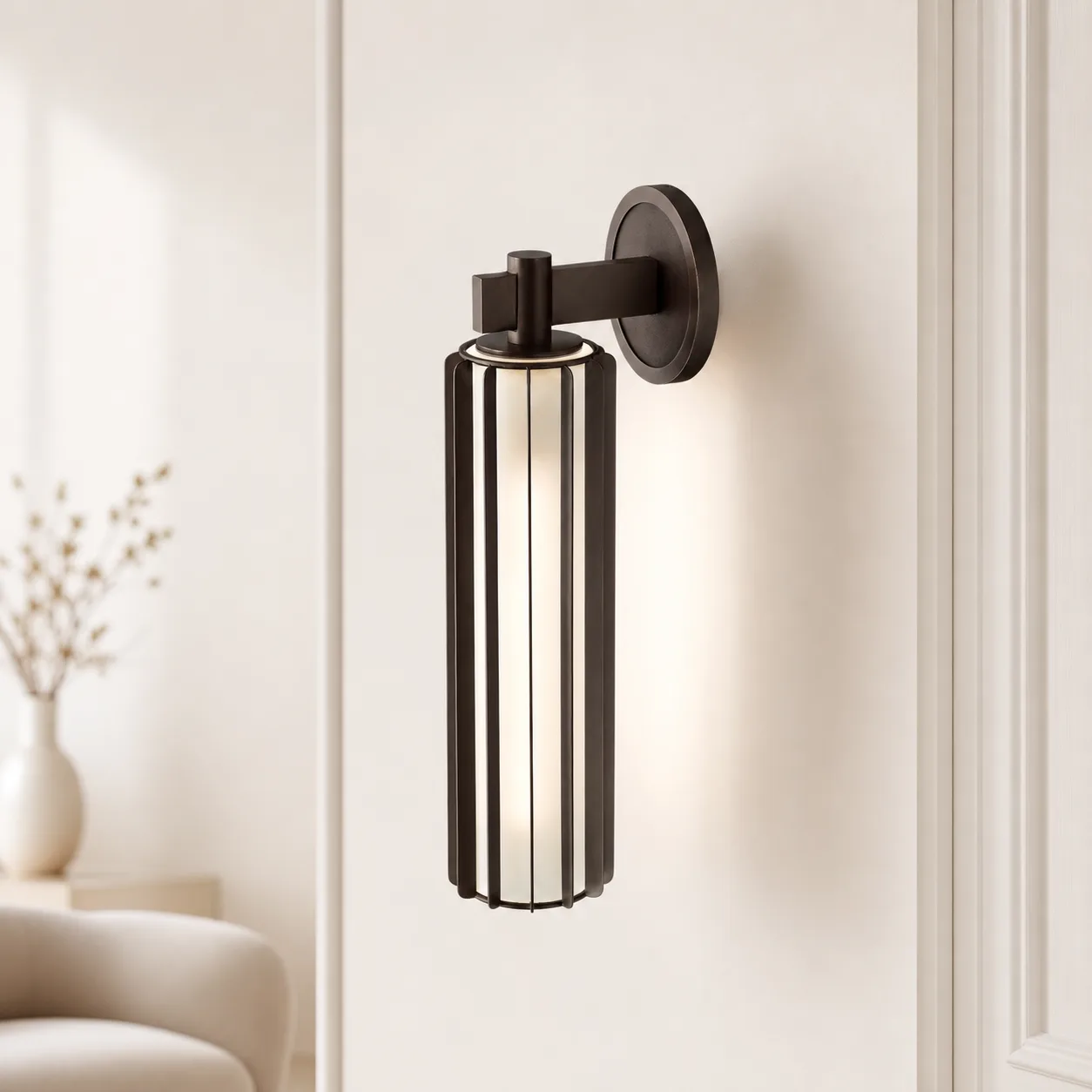 Ribbed Bronze Glass Wall Sconce image 5