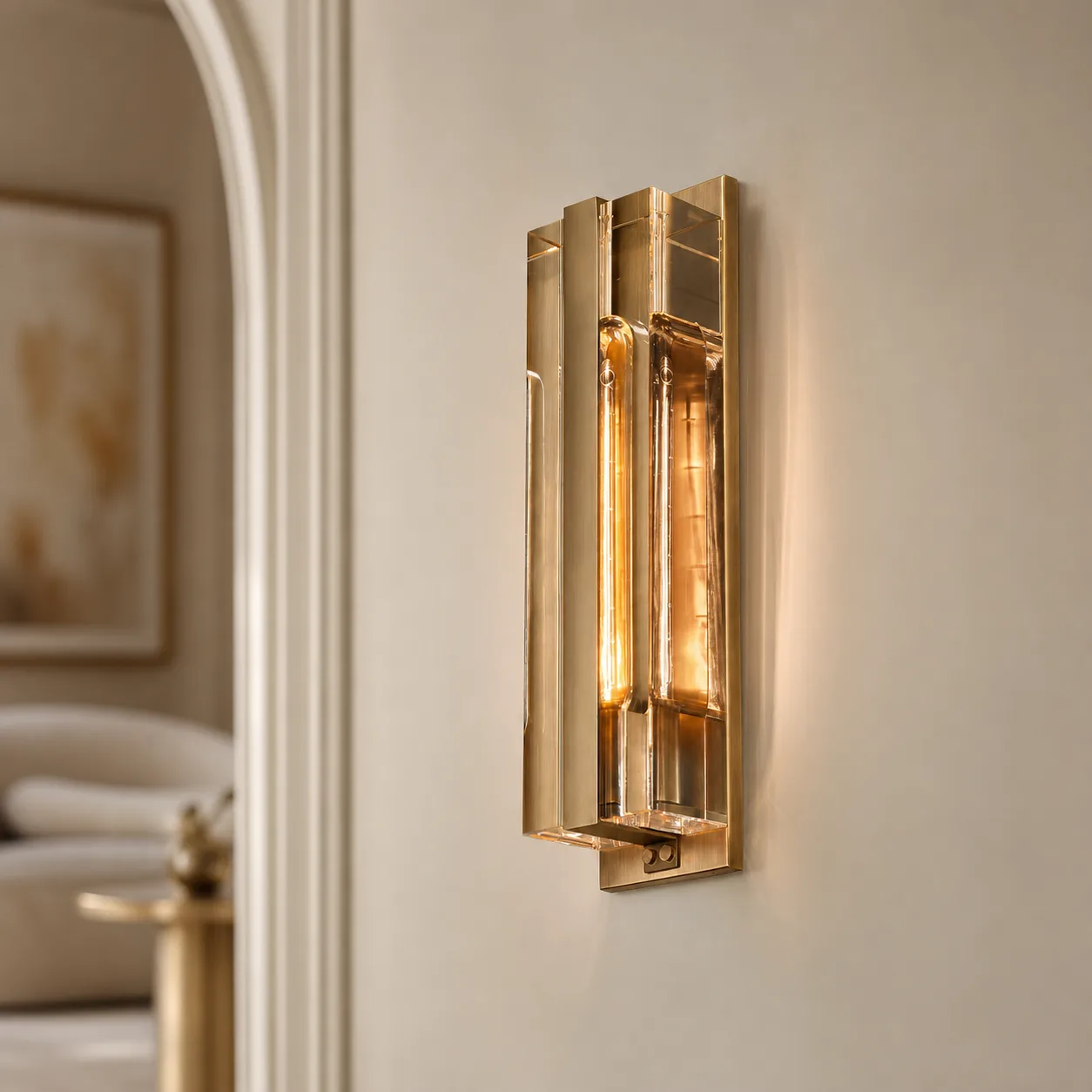 Gilded Smoked Glass Wall Sconce image 4