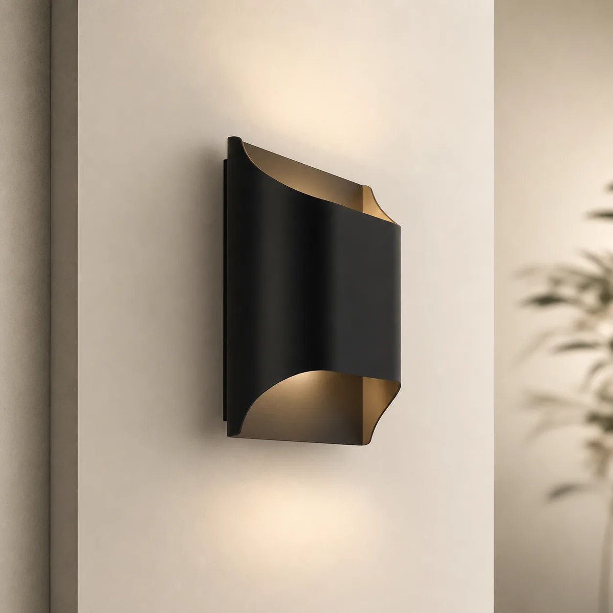 Curved Noir Metal Wall Sconce custom sconces