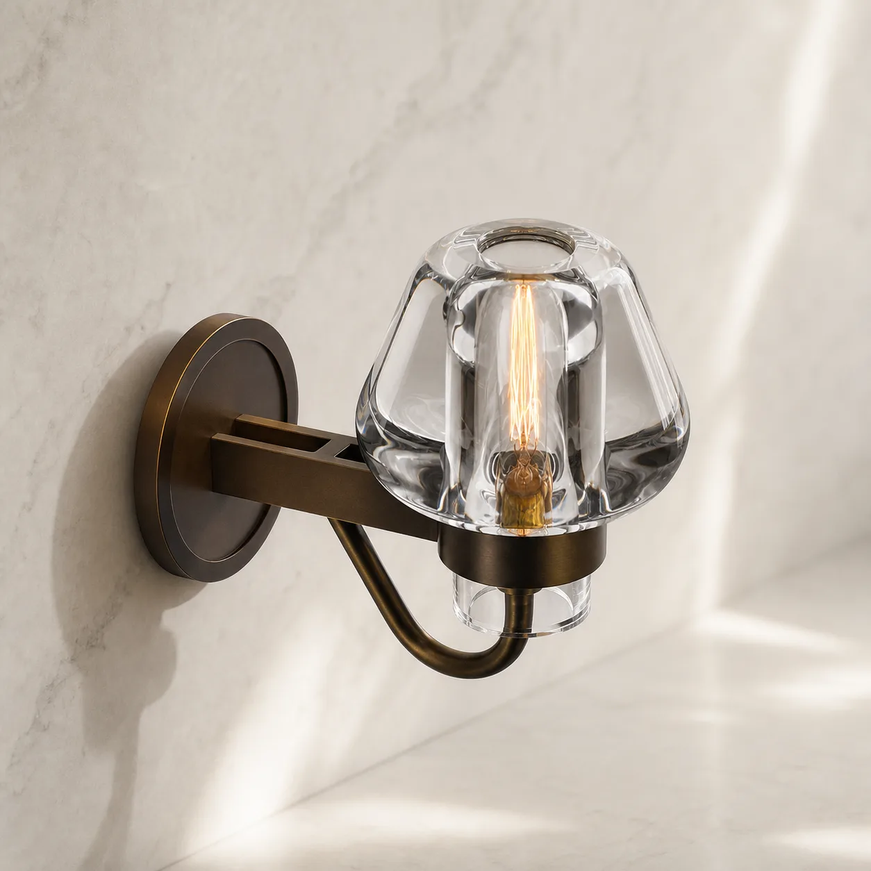 Lustrous Crystal Brass Wall Sconce image 3