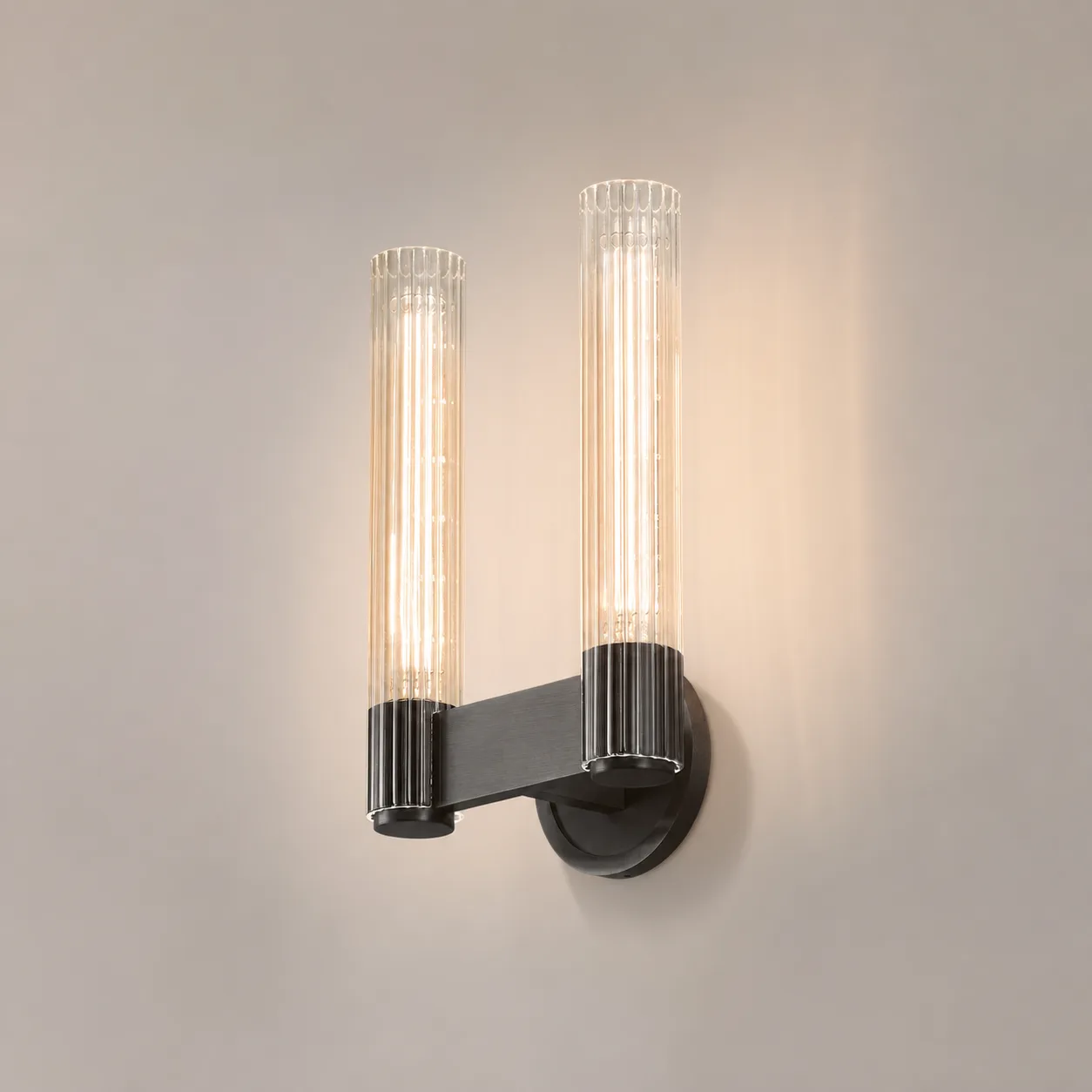 Luminous Ribbed Glass Wall Sconce image 2