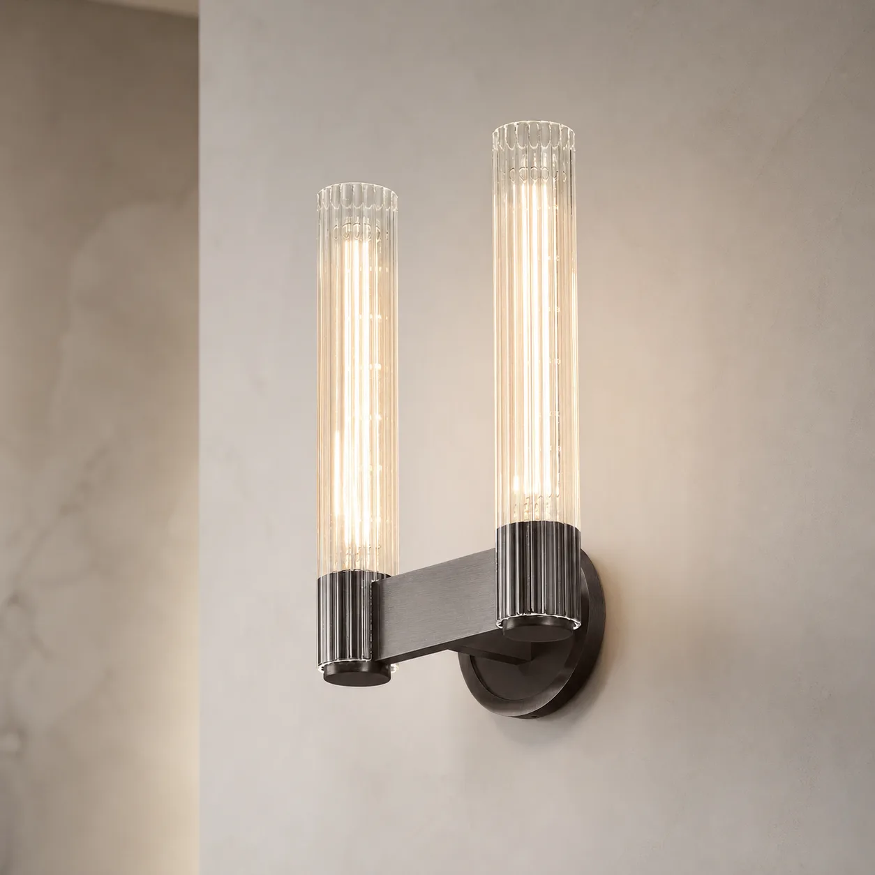 Luminous Ribbed Glass Wall Sconce image 4