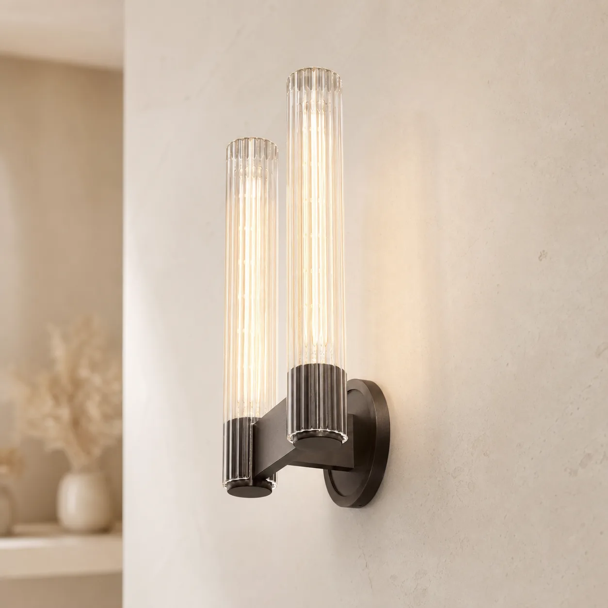 Luminous Ribbed Glass Wall Sconce image 5