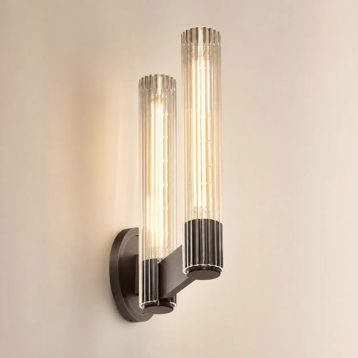 Luminous Ribbed Glass Wall Sconce image 3