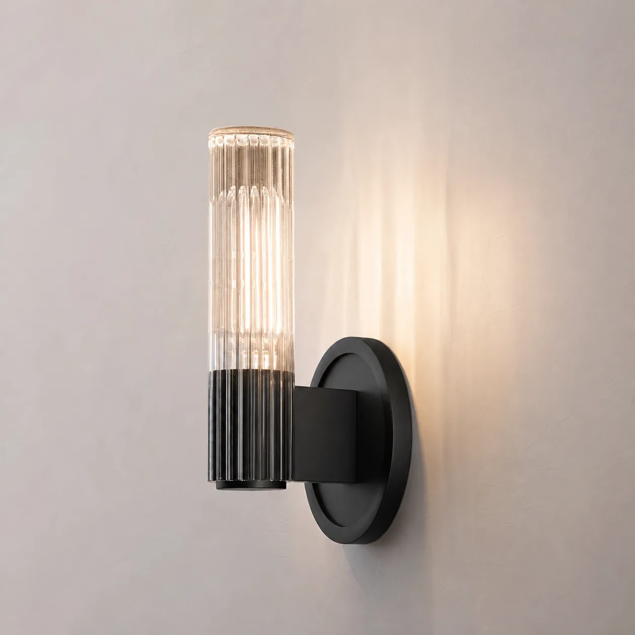 Ribbed Glass Cylinder Wall Sconce image 2