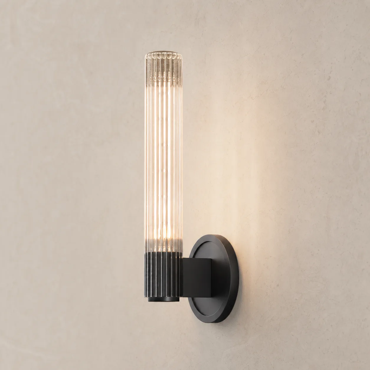 Ribbed Glass Cylinder Wall Sconce image 4