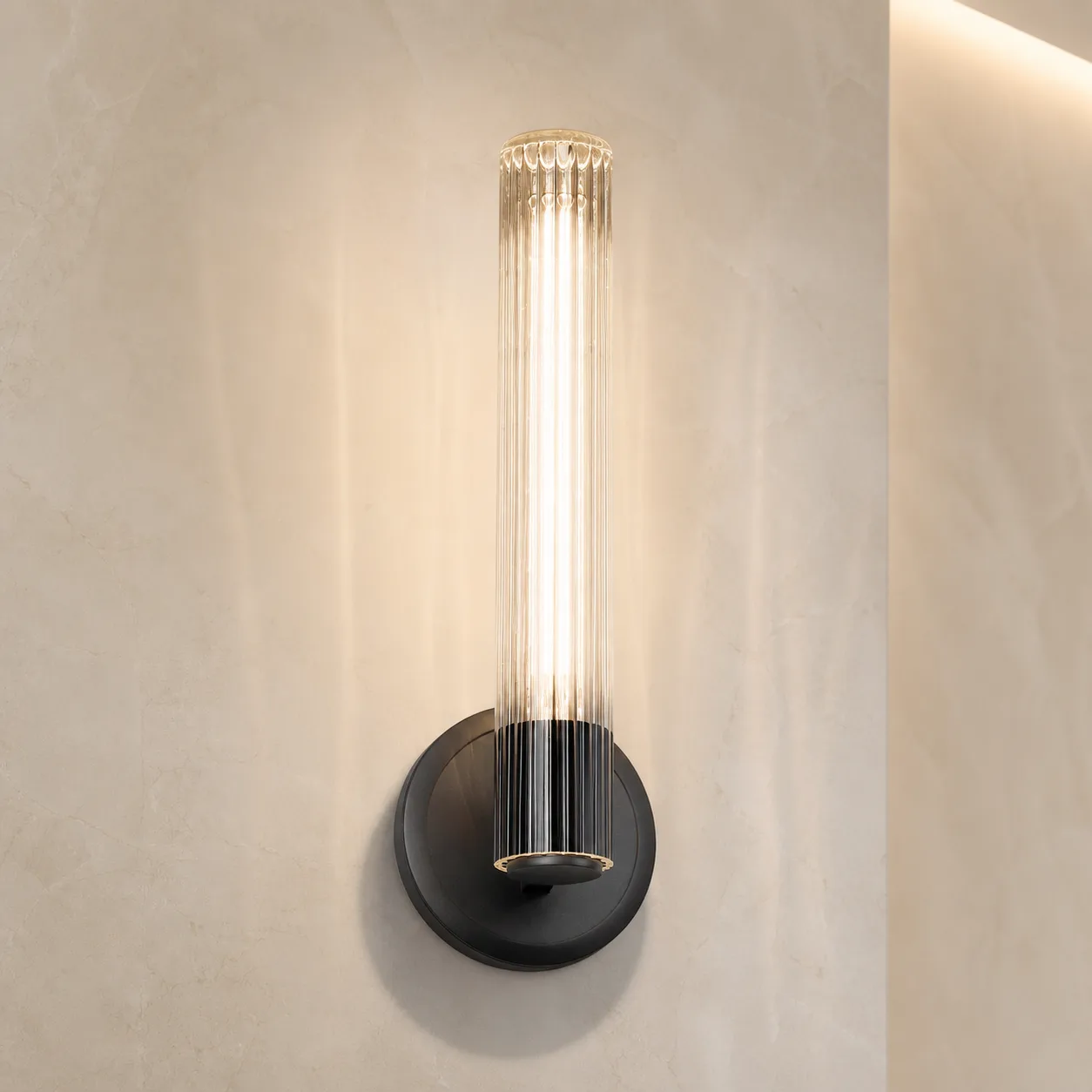 Ribbed Glass Cylinder Wall Sconce image 6