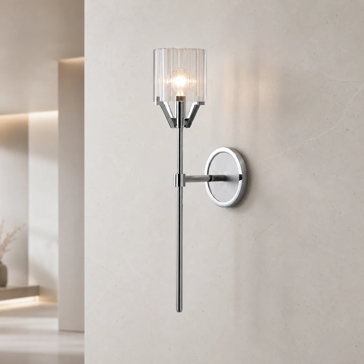 Lustrous Fluted Glass Wall Sconce custom sconces
