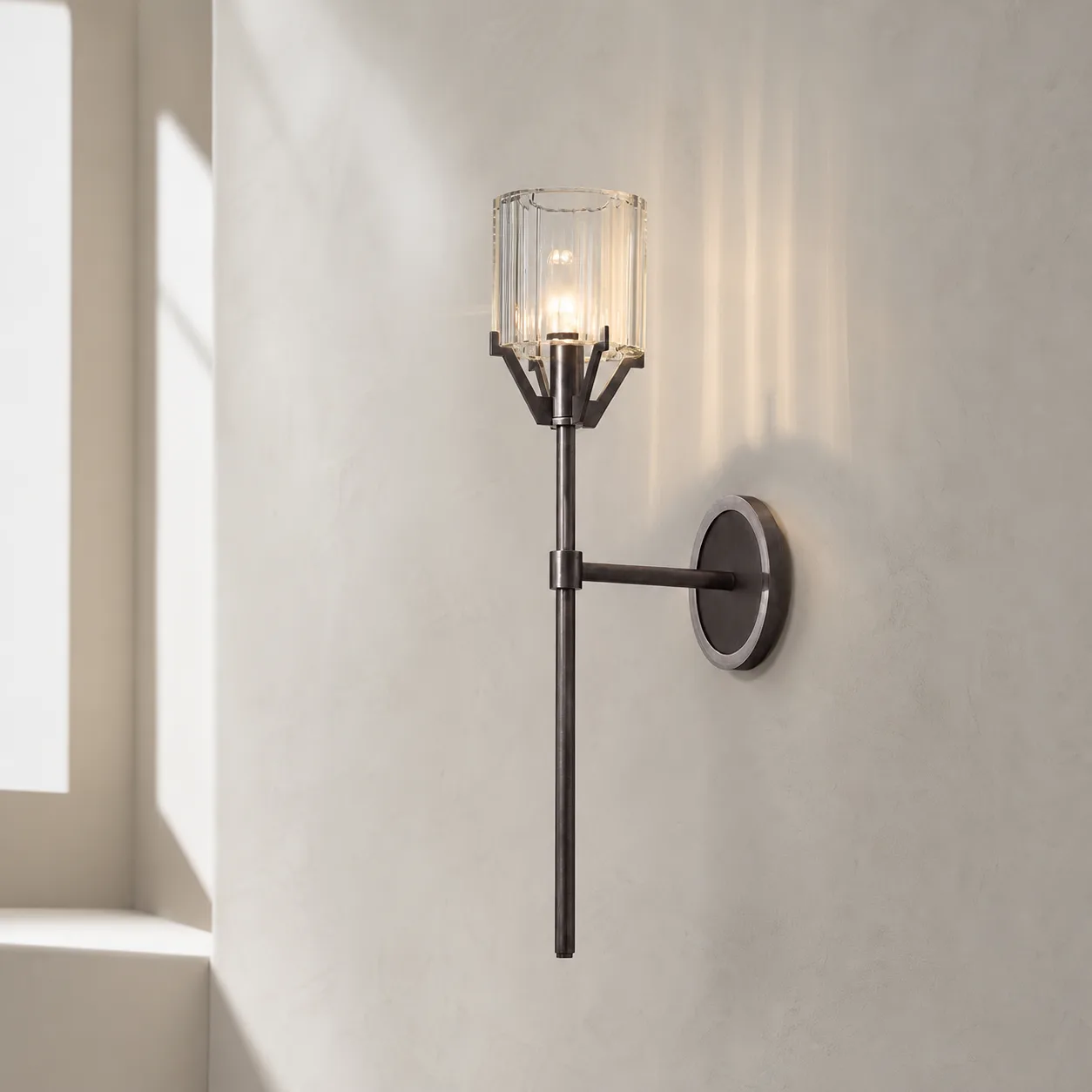 Lustrous Fluted Glass Wall Sconce image 3