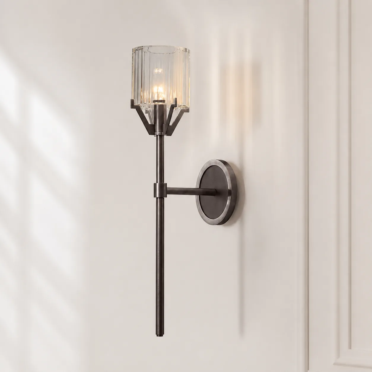 Lustrous Fluted Glass Wall Sconce image 4