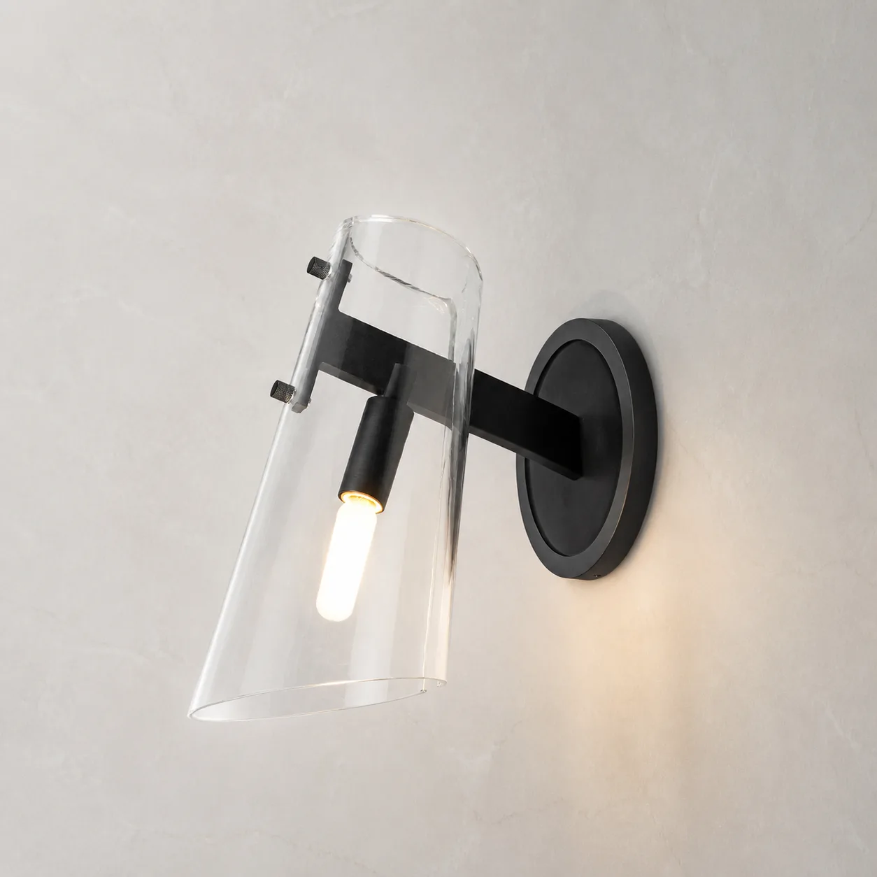 Sleek Smoked Glass Wall Sconce image 2