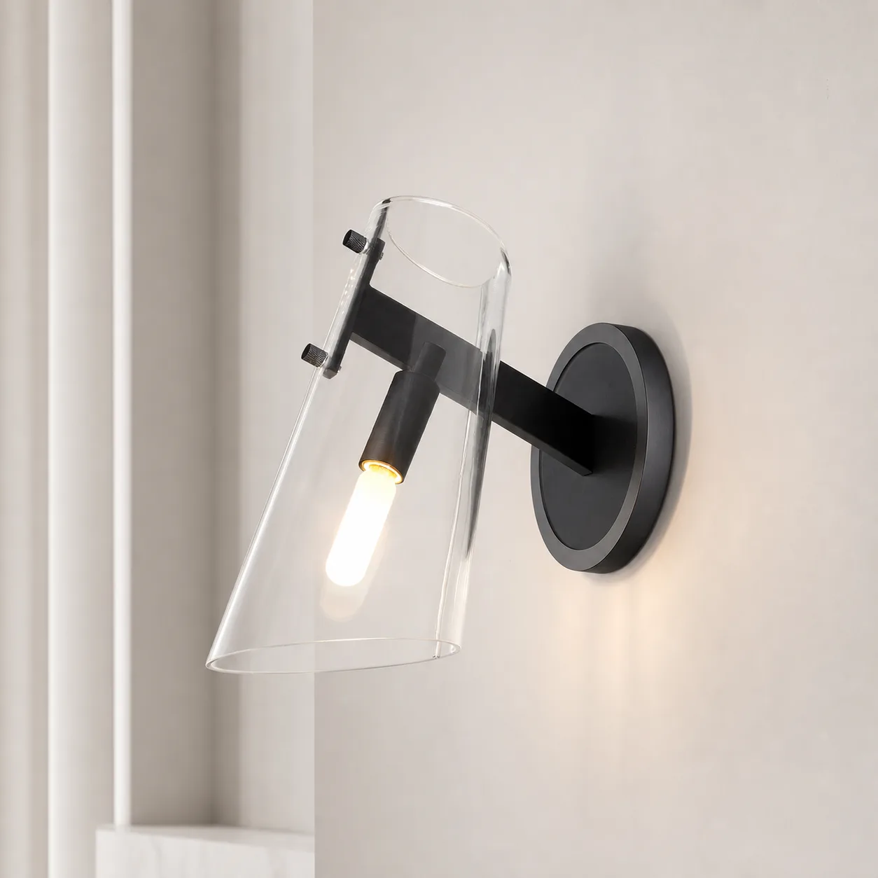 Sleek Smoked Glass Wall Sconce custom sconces