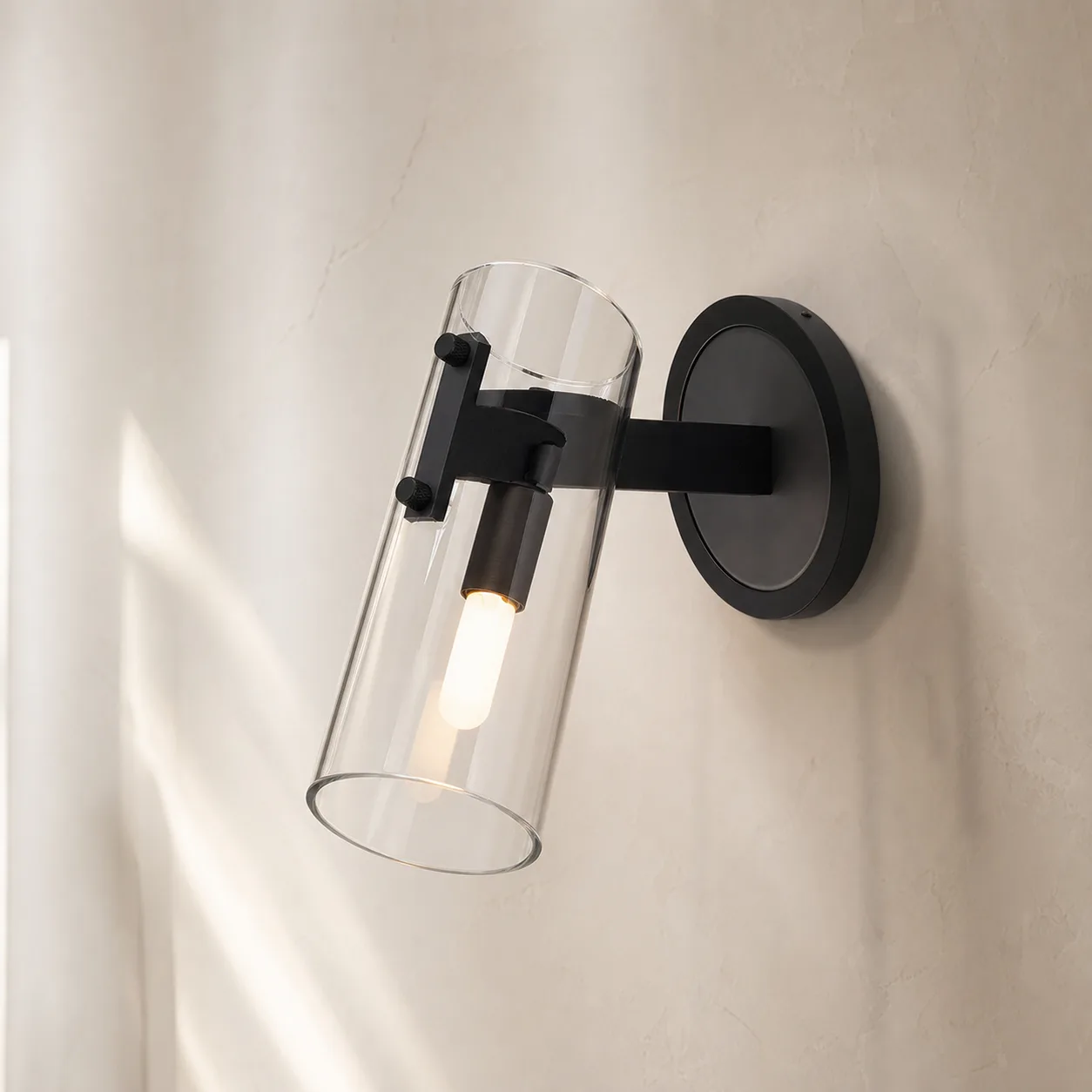 Sleek Smoked Glass Wall Sconce image 5