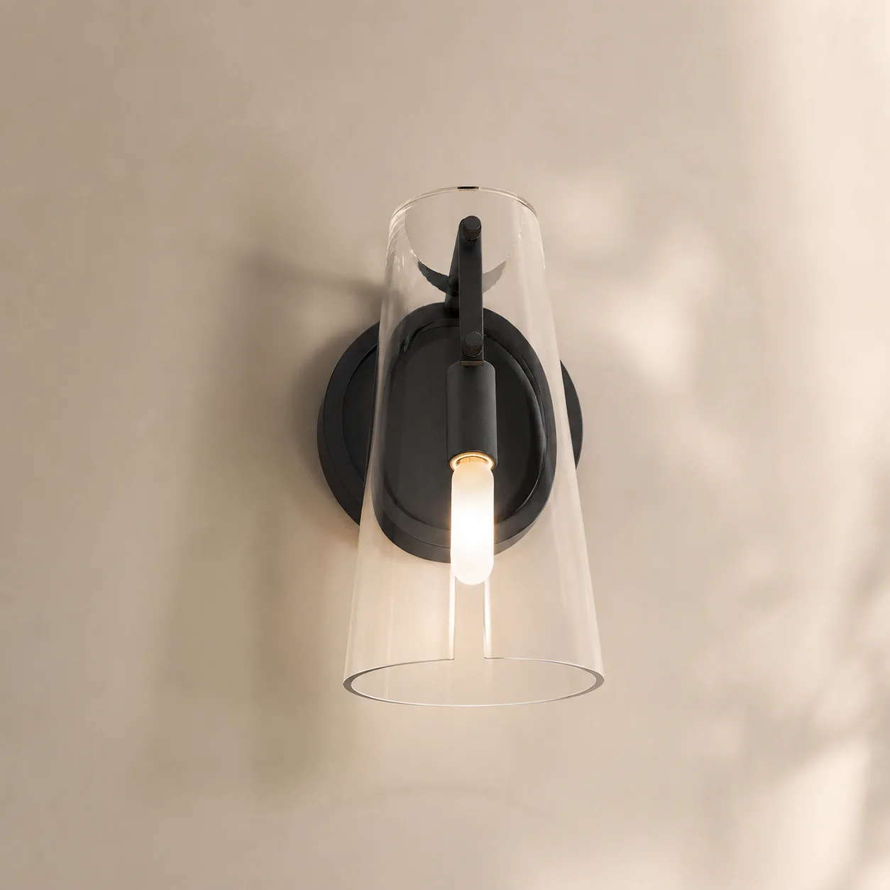 Sleek Smoked Glass Wall Sconce image 4