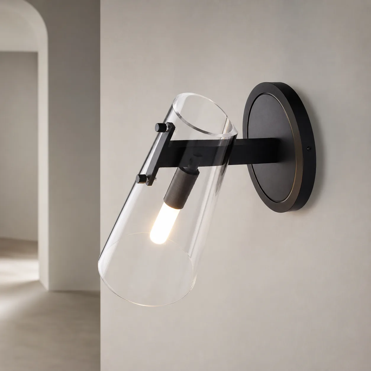 Sleek Smoked Glass Wall Sconce image 6