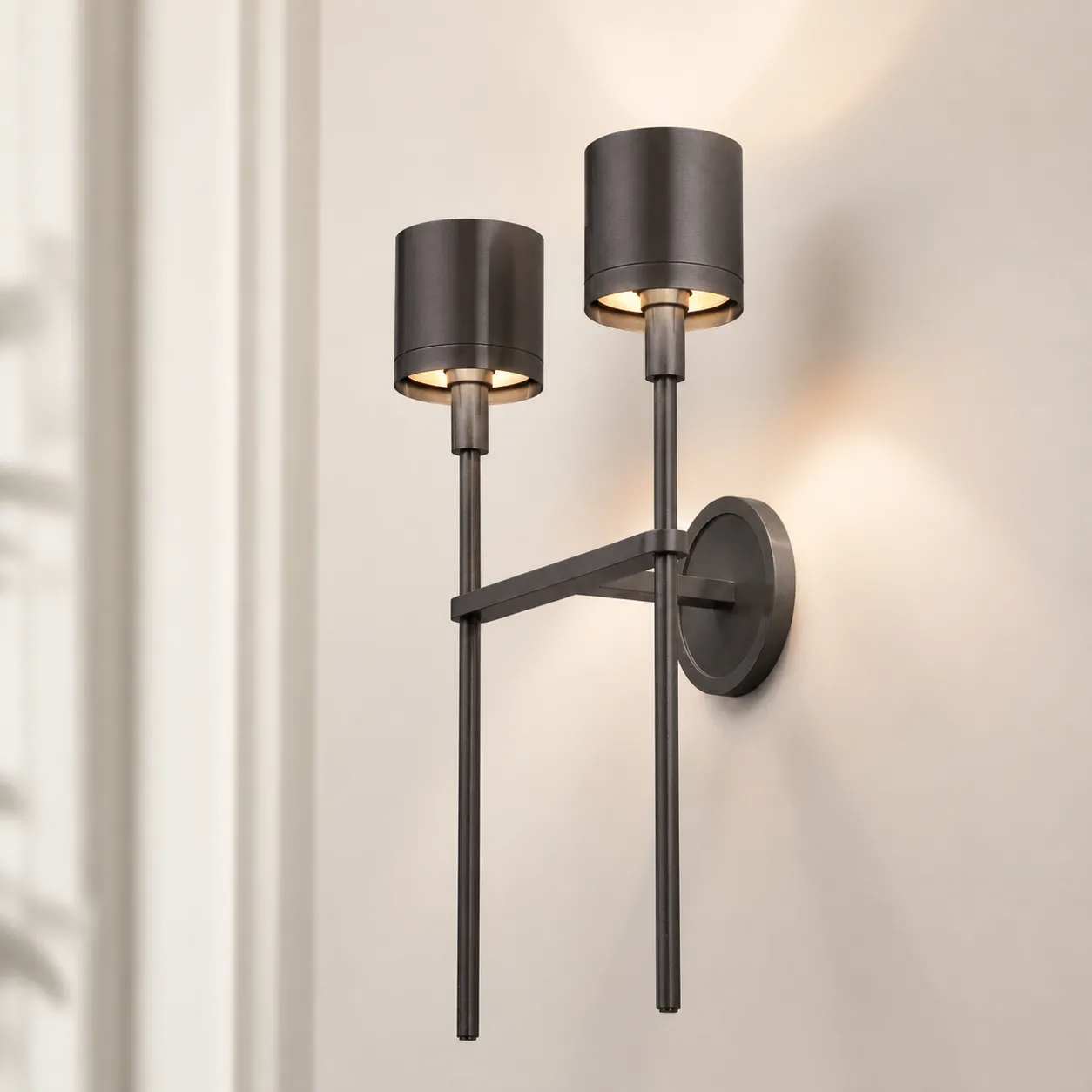 Sculpted Bronze Twin Wall Sconce image 3