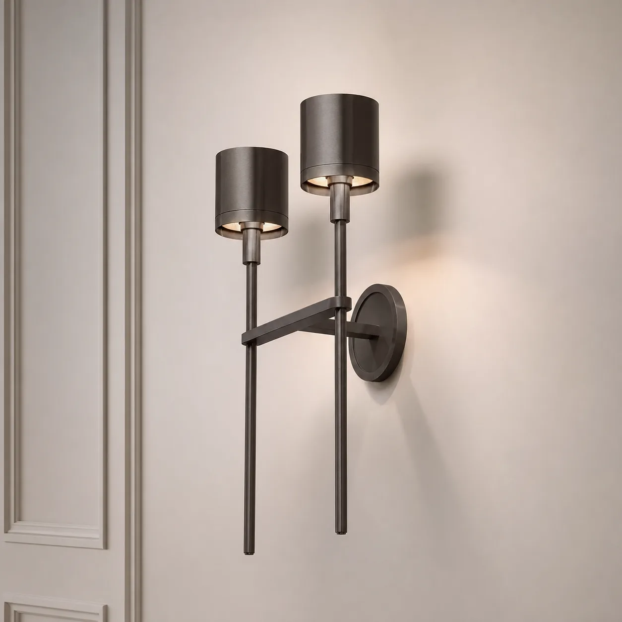 Sculpted Bronze Twin Wall Sconce custom sconces