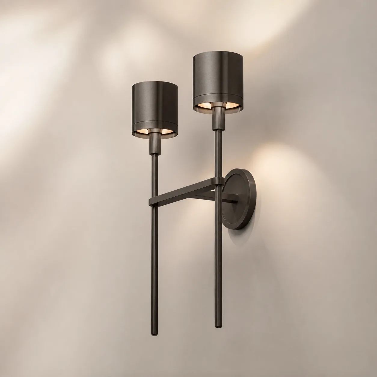 Sculpted Bronze Twin Wall Sconce image 2