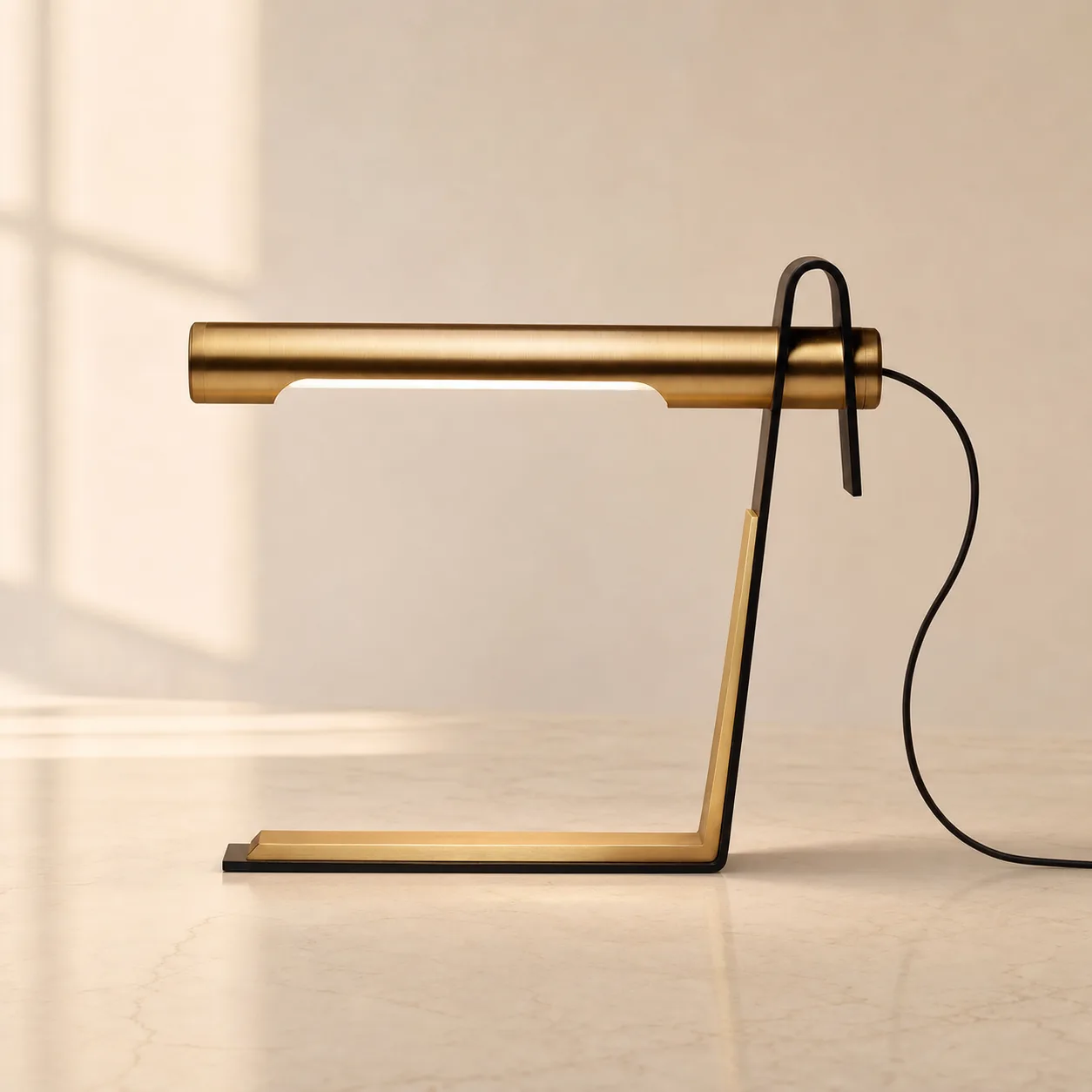 Sleek Brass Linear Table Lamp image 3