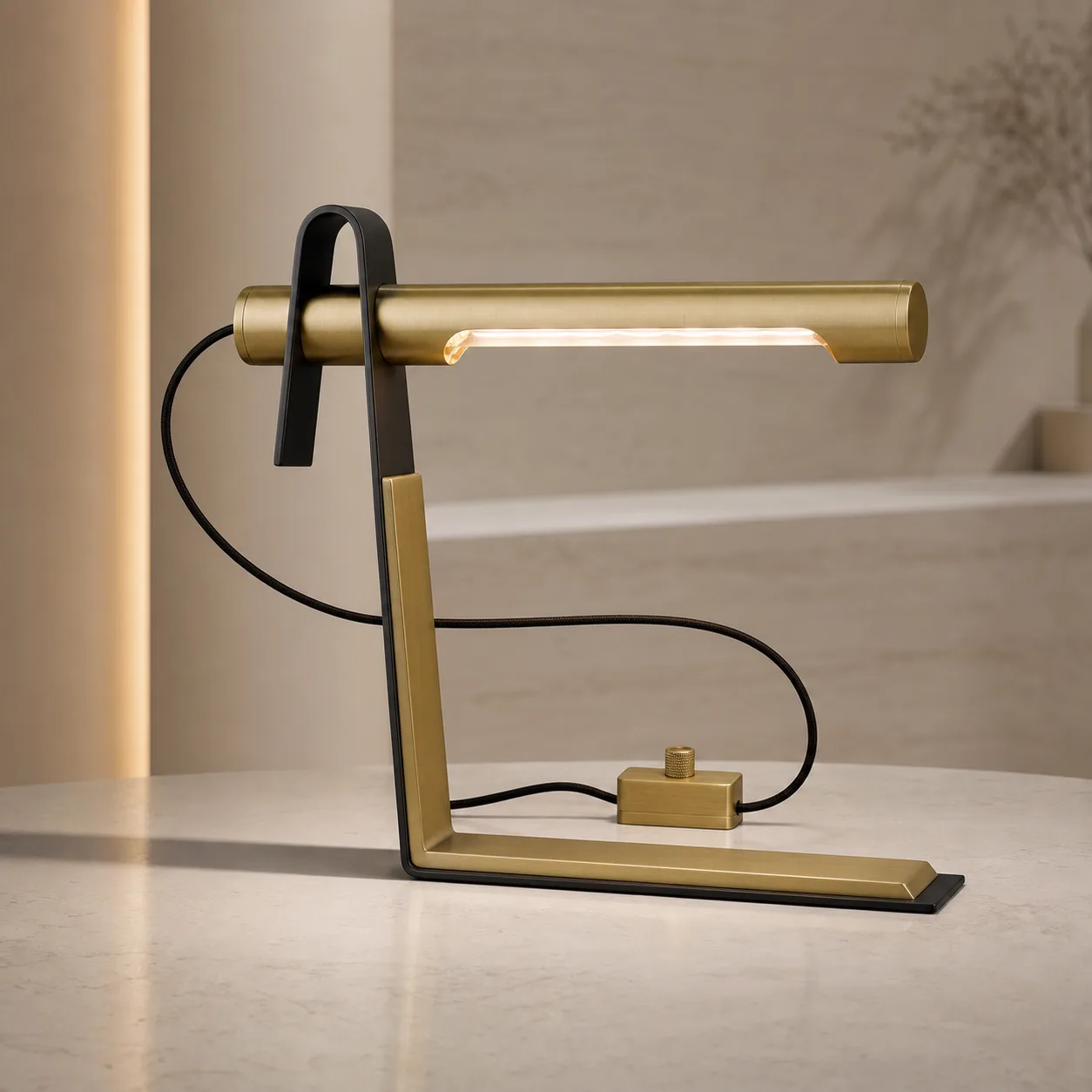 Sleek Brass Linear Table Lamp image 2