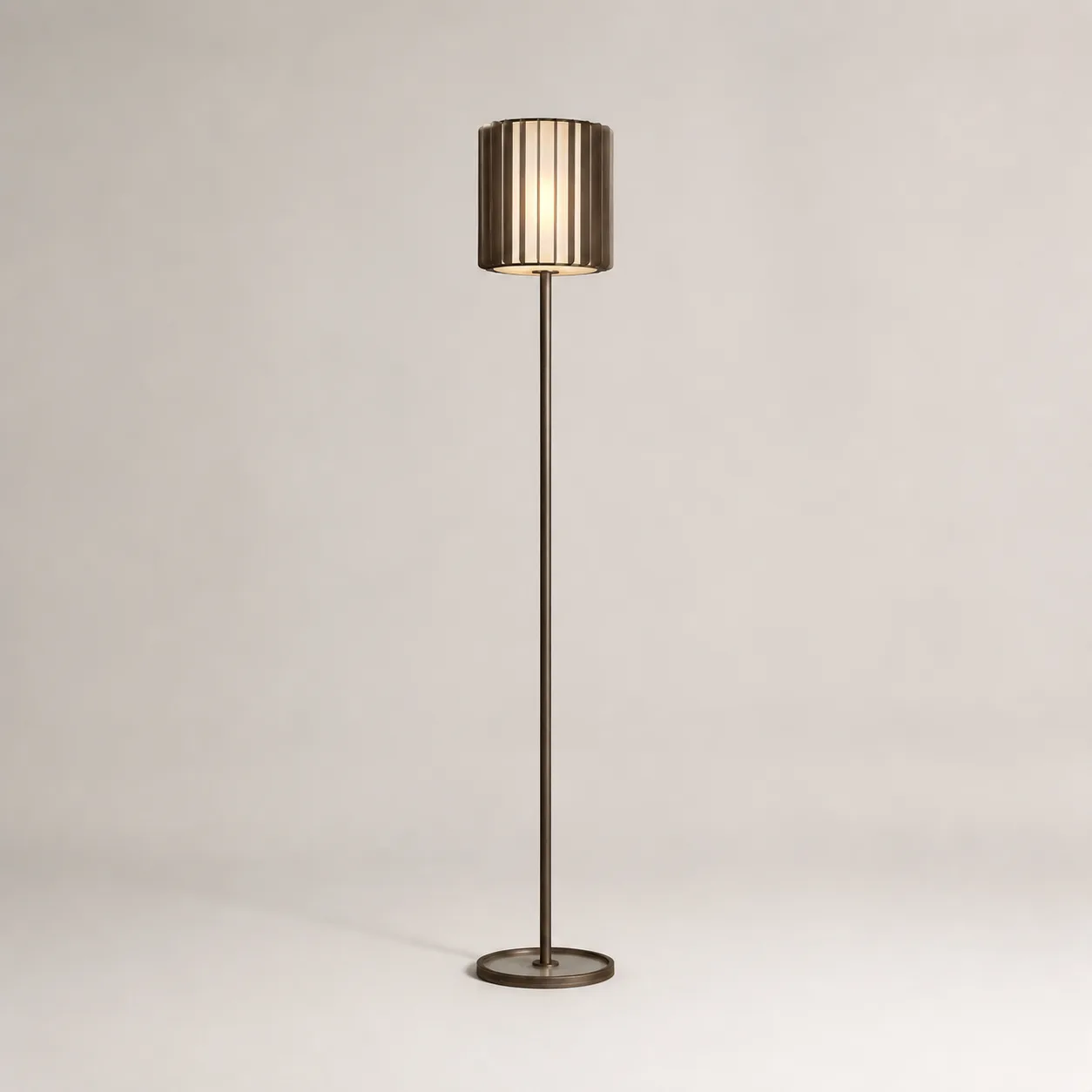 Smoked Ribbed Metal Floor Lamp image 2