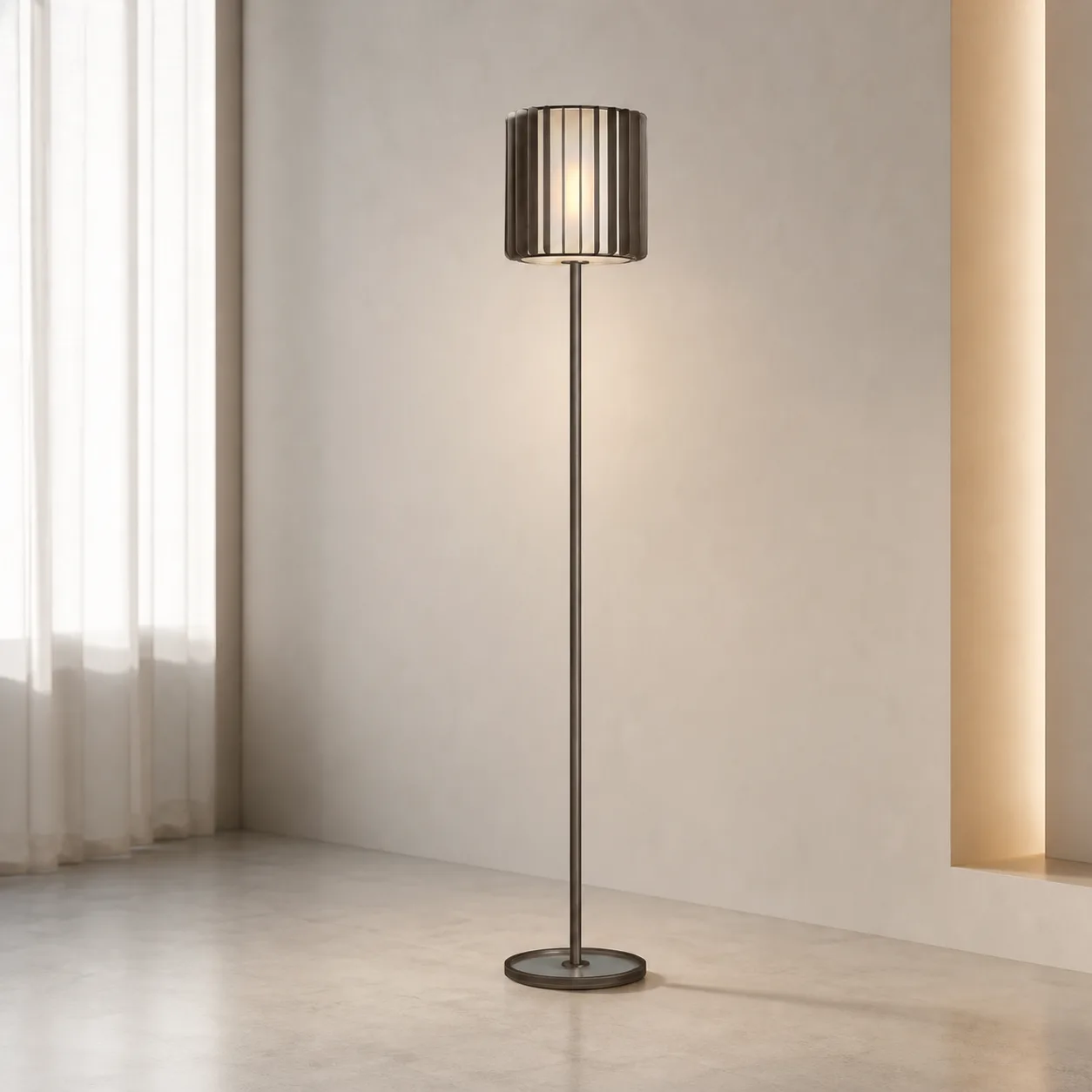 Smoked Ribbed Metal Floor Lamp image 4